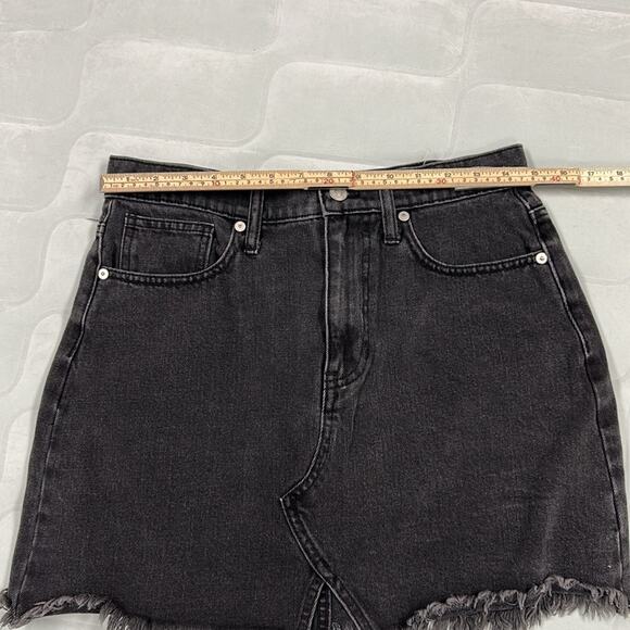 Madewell Rigid Denim A-Line Mini Skirt Lunar Wash Black Cutout Edition Size 28 - Picture 4 of 7